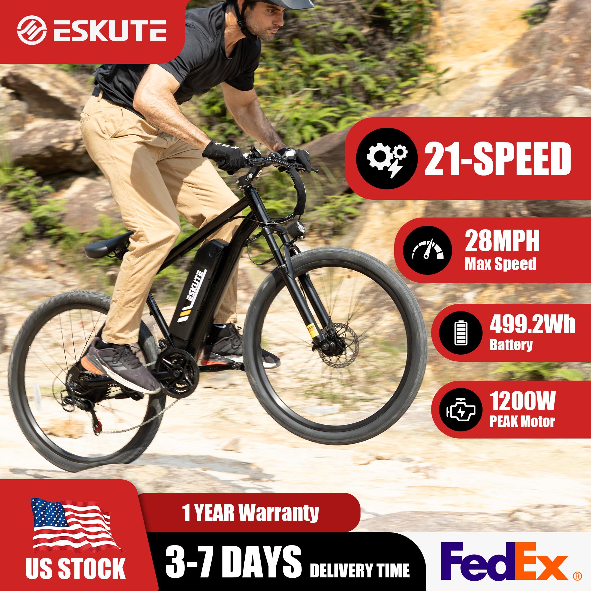 ESKUTE M200 Electric Bicycle   - Mountain Biking Gear avis et prix