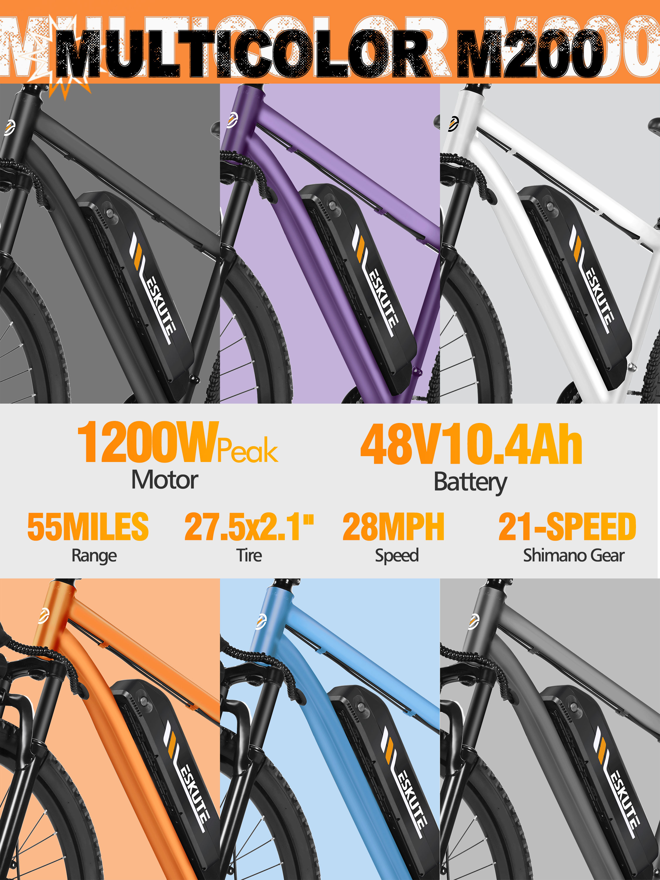 ESKUTE M200 Electric Bicycle   - Mountain Biking Gear avis et prix